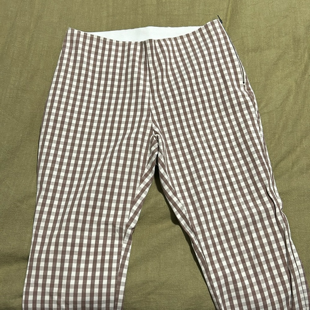 Brown & White Gingham Pants
